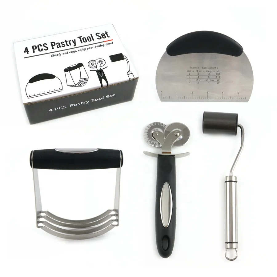 Baking Stainless Steel Pastry Scraper Dough Blender Rolling Pin And