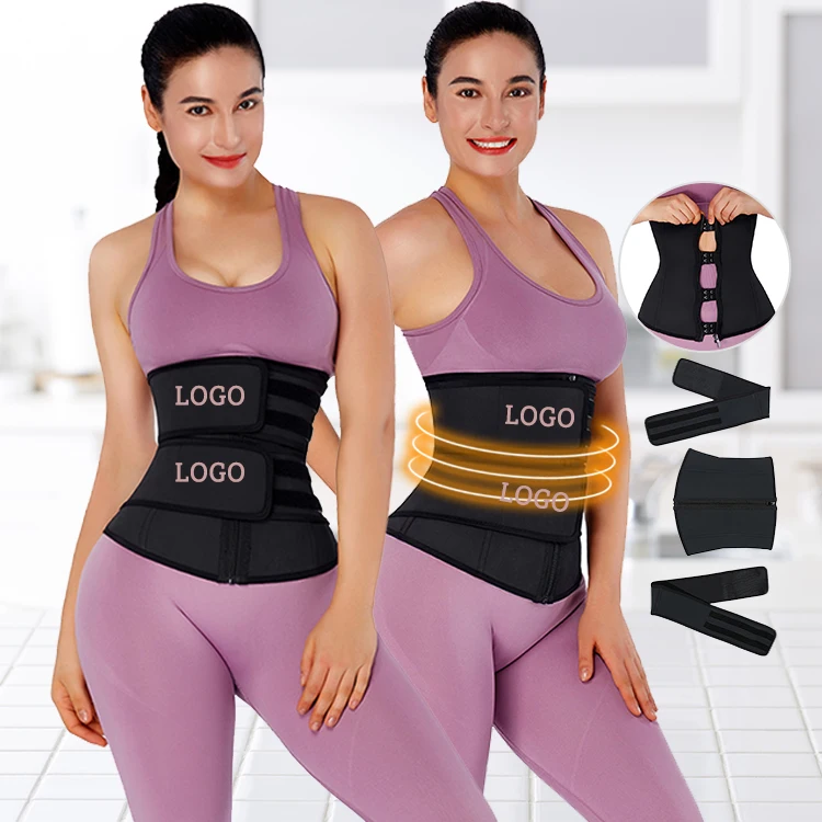 

Custom Logo Four Buckles Latex Waist Trimmer Detachable Double Strap Custom Waist Trainer Belt