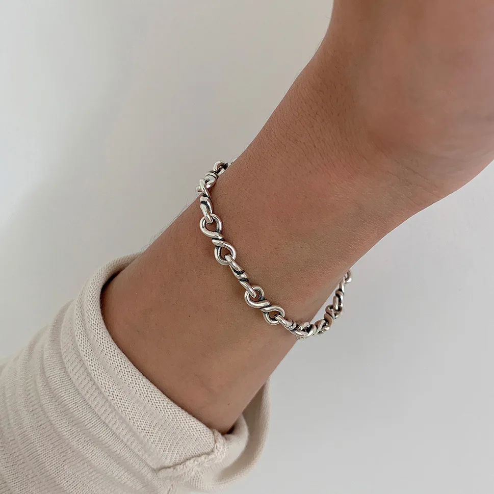 

2021 fashion Korean 925 sterling silver Twisted wire braided jewelry bracelet women, Like picture