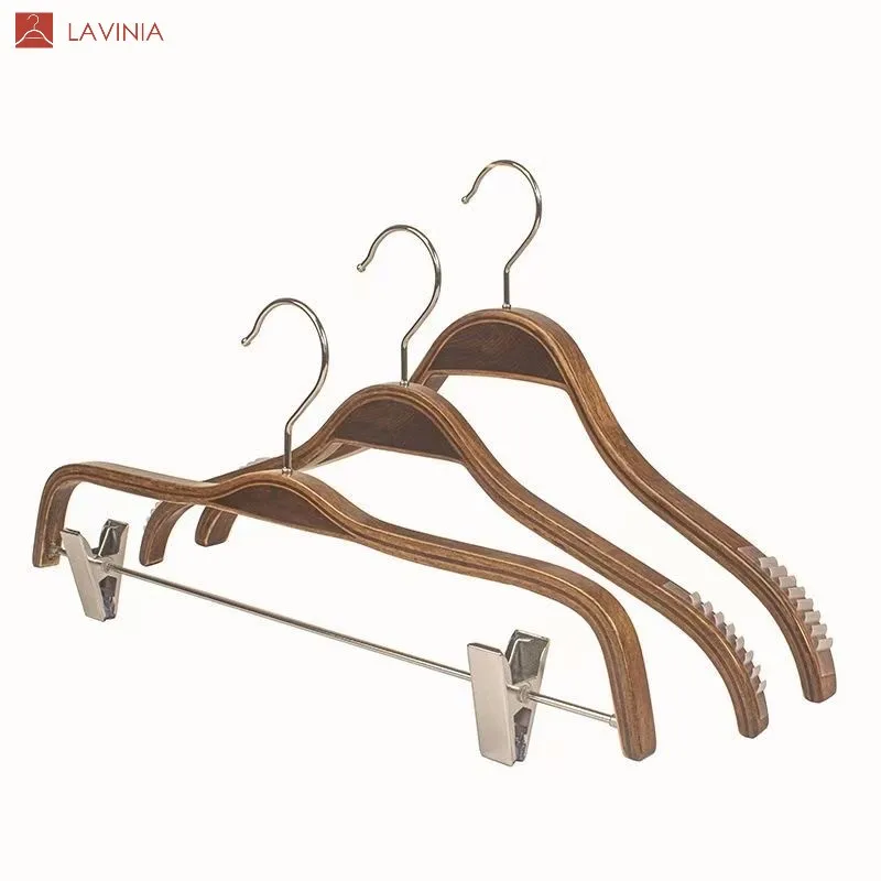 Lavinia Men Vintage Color Cheap Price Custom Logo Wooden Hangers for Clothes