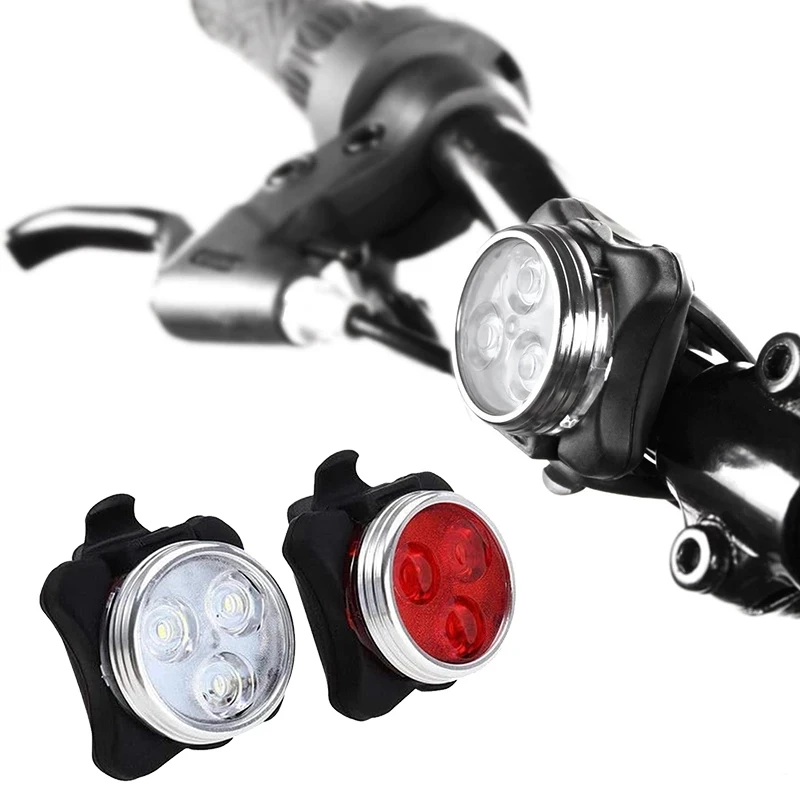 

Cycling Equipment USB Rechargeable Super Bright Front Headlight and Rear LED Bike Bicycle Light Set, Red/white