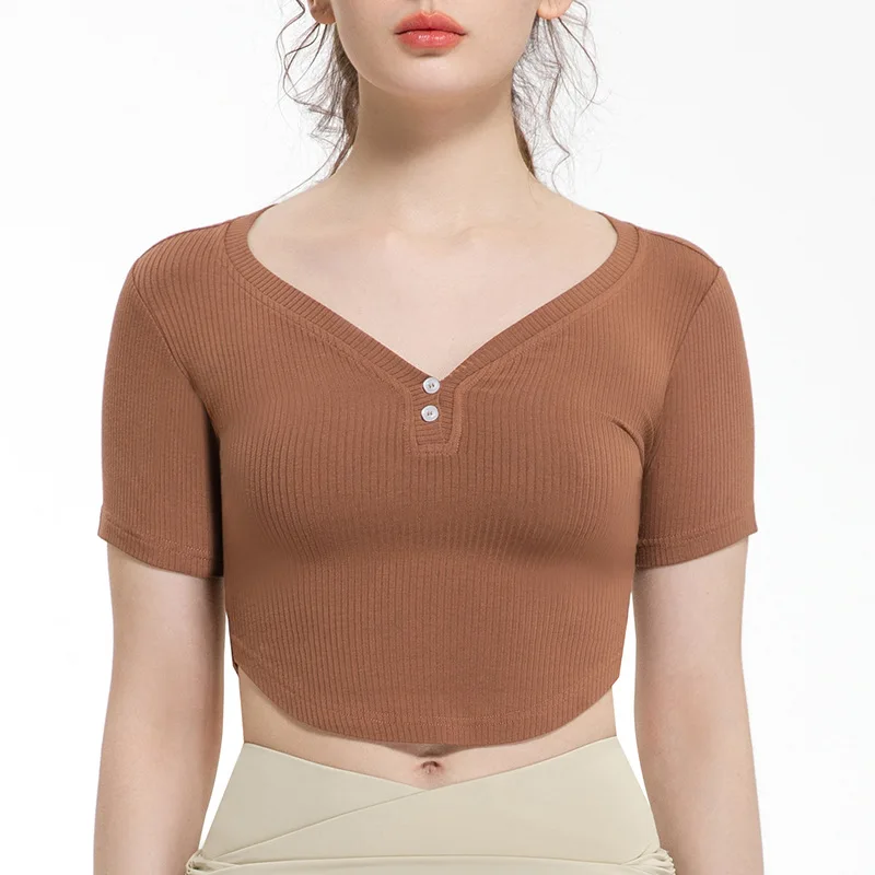 

Comfortable New Sexy Short Sleeve T-shirt Ladies Fitness Gym Outfit Training Yoga Crop Top Women Casual Sports Running Tee Shirt