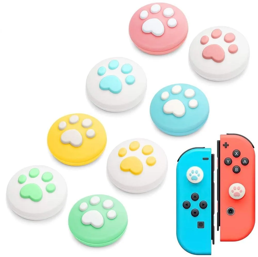 

Hot Sale 2pcs Cat Paw Button Protective Silicone Analog Thumb Stick Grips Key-Cap for Nintendo Switch Thumbstick Grip Key-Cap, Colorful