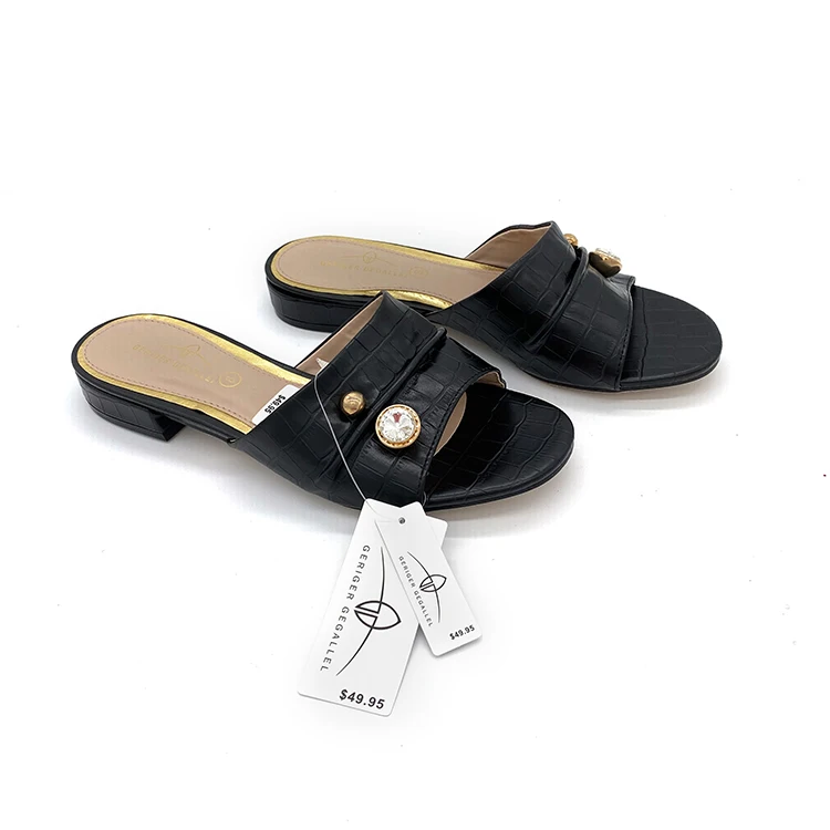 

African summer waterproof latest woman black flat sandals