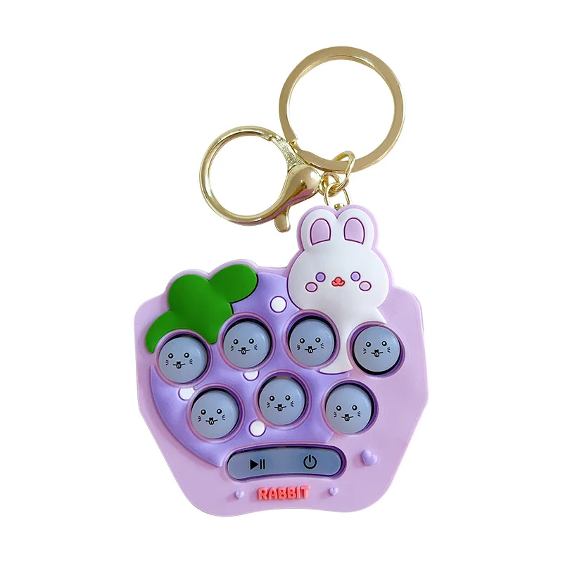 

2023 Cartoon Rabbit Gopher Machine fun mini decompression toy keychain for promotion gift