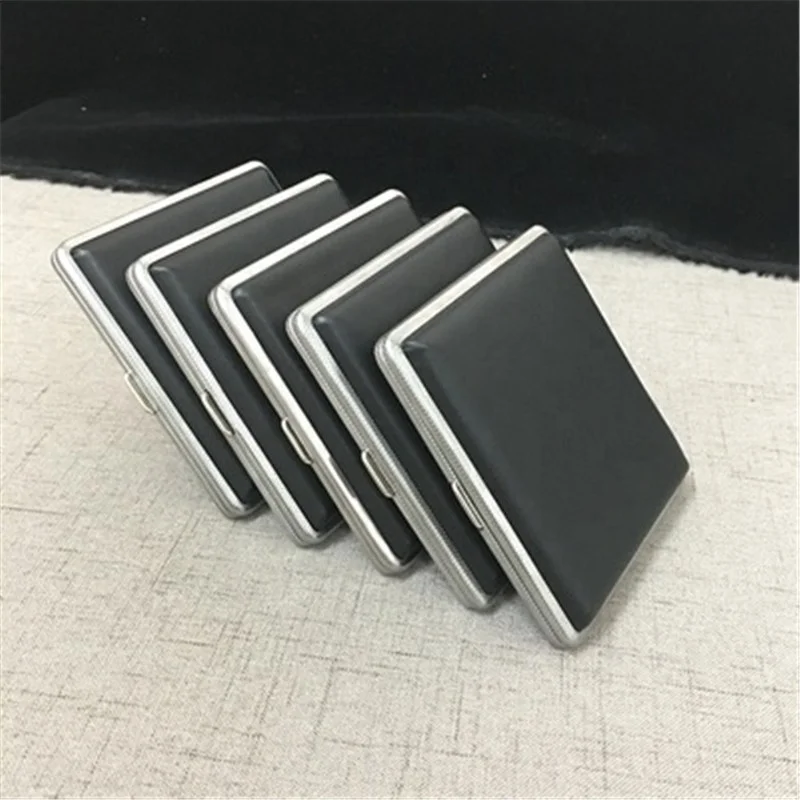 

Creative Metal Leather 20pcs Cigarette Box Fashion Portable Custom Cigarette Case, Black