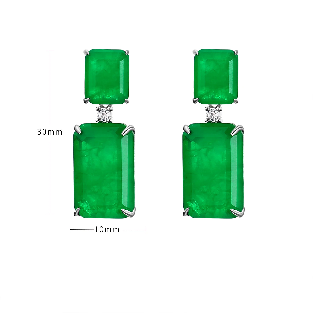 

Hot Sale 925 Sterling Silver Emerald Gemstone Stud Earrings