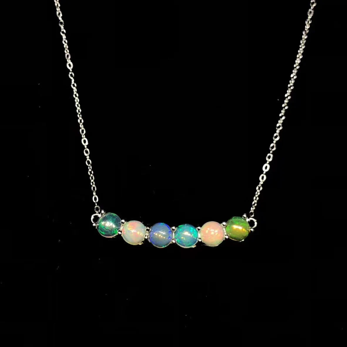 

Hot Selling Mix Colors Natural Opal Stone 925 Sterling Silver Natural Opal Pendant Necklace for Gift