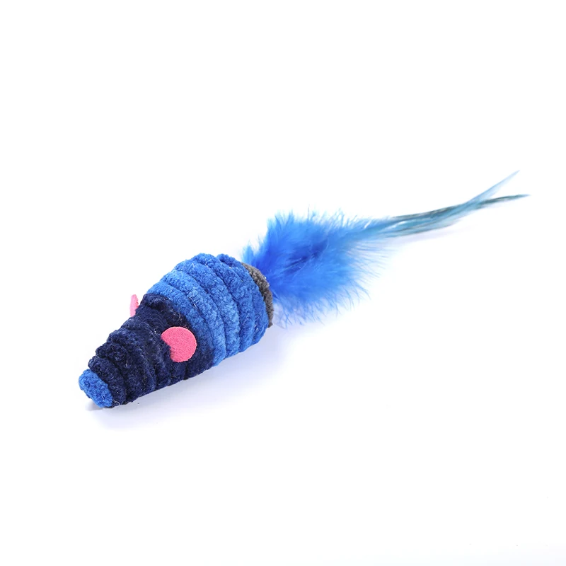 

Pet supplies factory cat toy blue feather plush toy mouse ball round cake