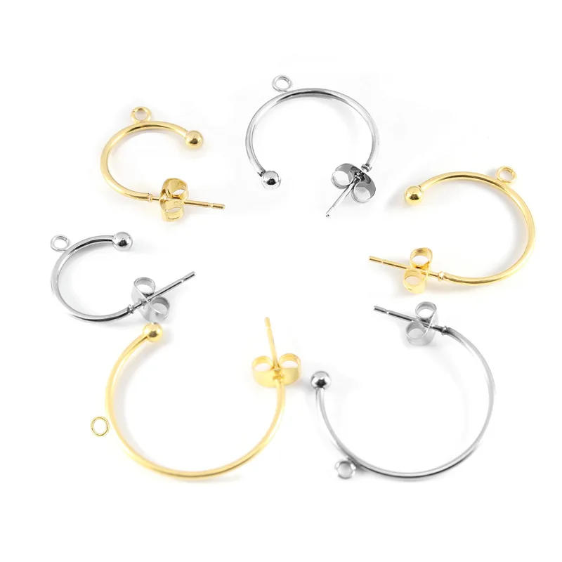 

findings connectors Accessories earring connectors for jewellery making hook earrings with loop stainless steel, Silver