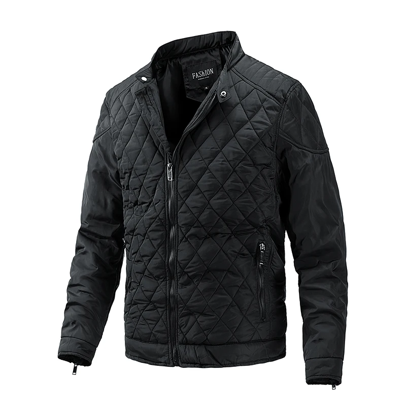 

Men fashionable quilted big size jacket polyester coat outdoor wear stand collar jacket for tall men