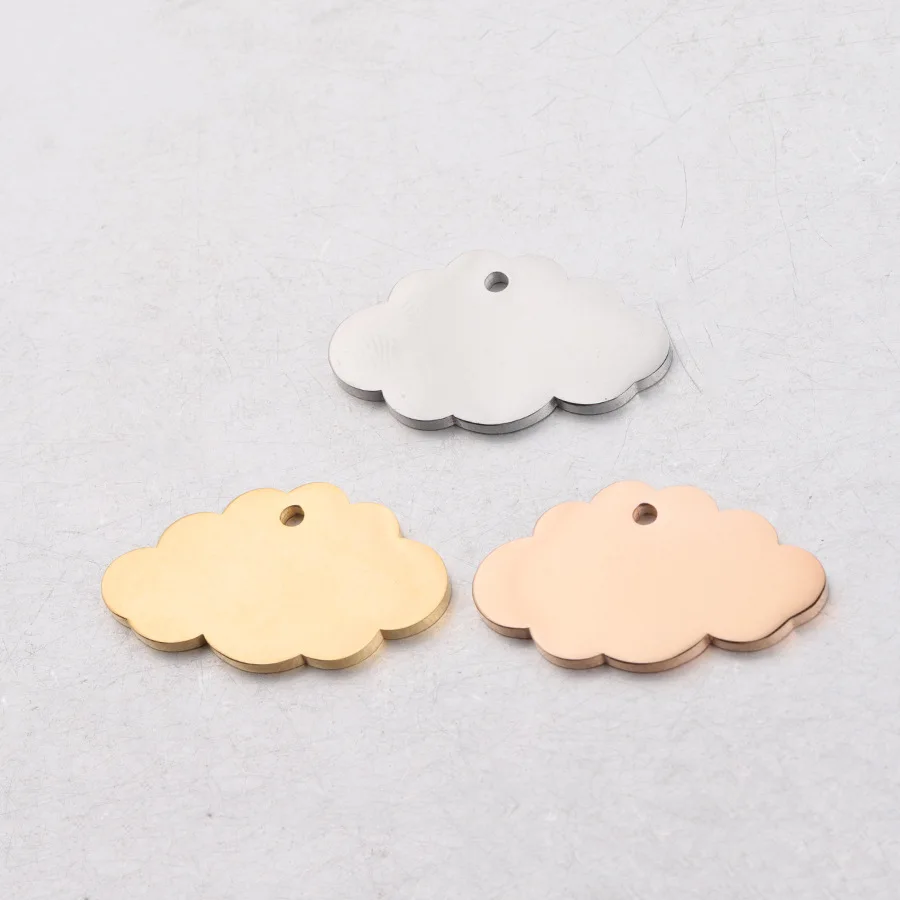 

14x24mm New High Polished DIY LOGO Laserable Stainless Steel Cloud Shape Pendant Charm For Necklace Bracelet, Gold,silver,rose gold,