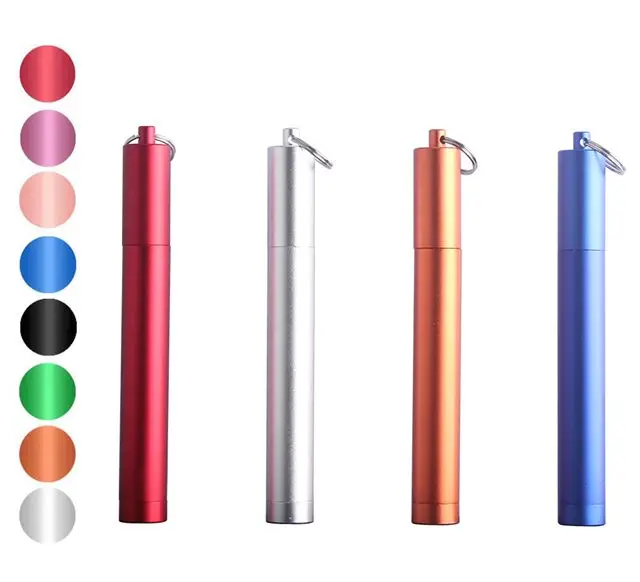 2019 New Product FDA Approved Collapsible Portable Reusable Metal Straw with Keychain