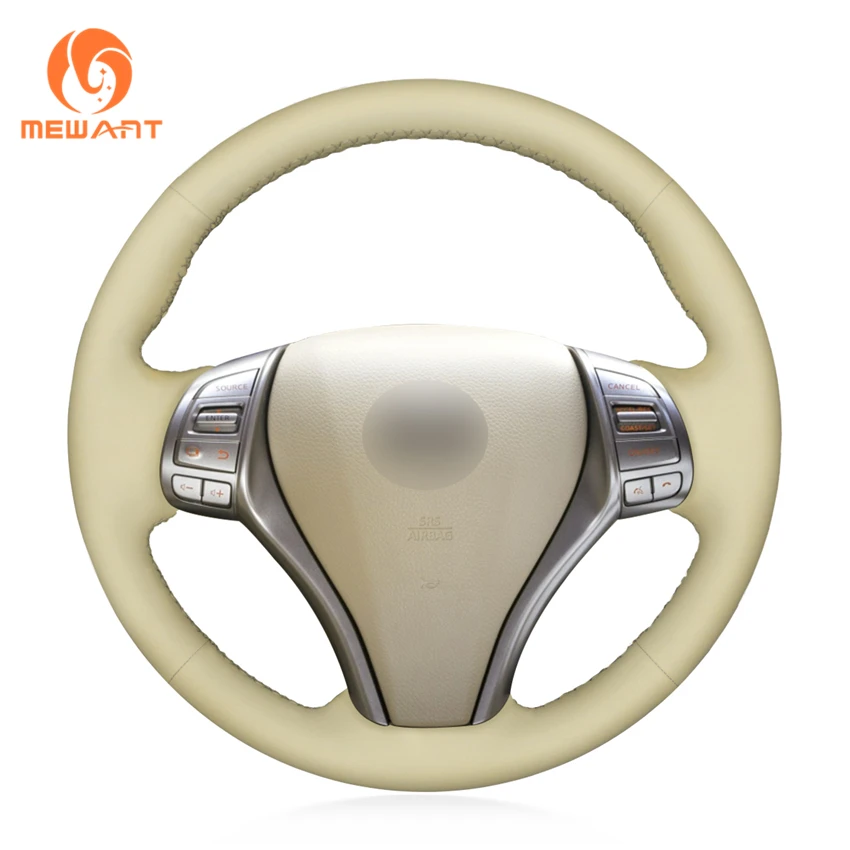

Custom Hand Stitched Beige Artificial Leather Steering Wheel Cover for Nissan Teana Altima X-Trail Qashqai Rogue Pulsar