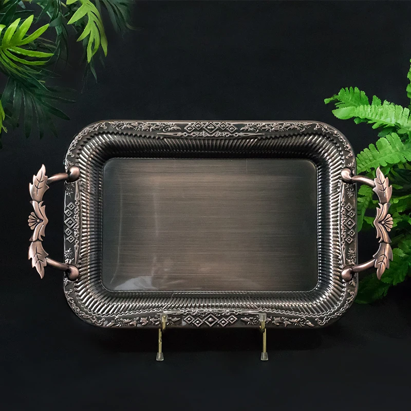 

Size 36x25.5cm Wholesale Arab Stainless Steel Fruit Tray Coffee Tray For Weddings Decorative Tray