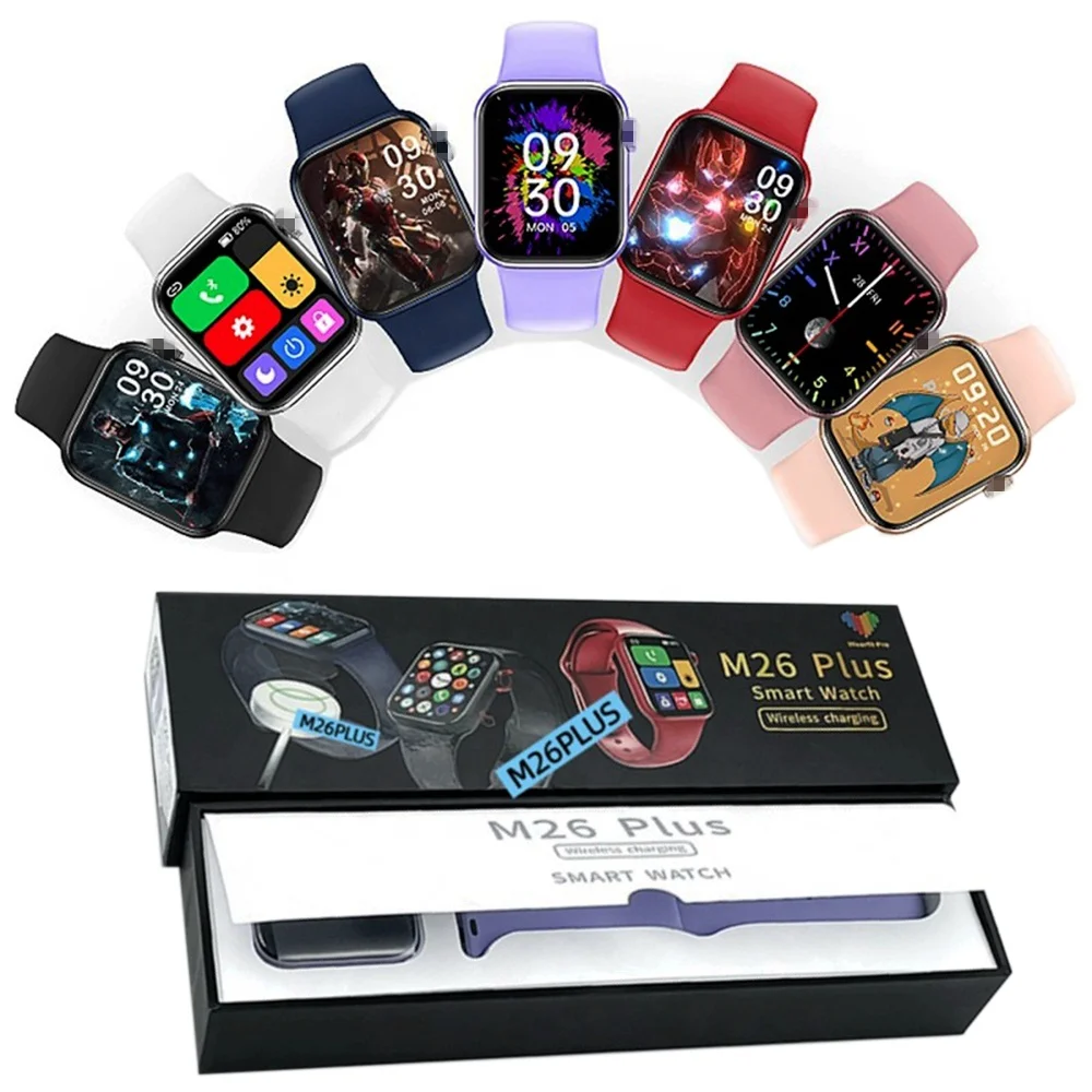 

Online Wholesale Android M26 Plus Smart Watches 2021 Reloj Smart Watch M26 Plus Series 6 For Women Smart Watch IO M26 For Men
