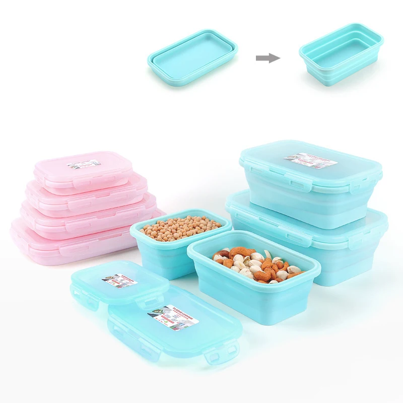 

Keeping Fresh Sealed Food Storage Container Foldable Bento Boxes Silicon Collapsible Lunch Box