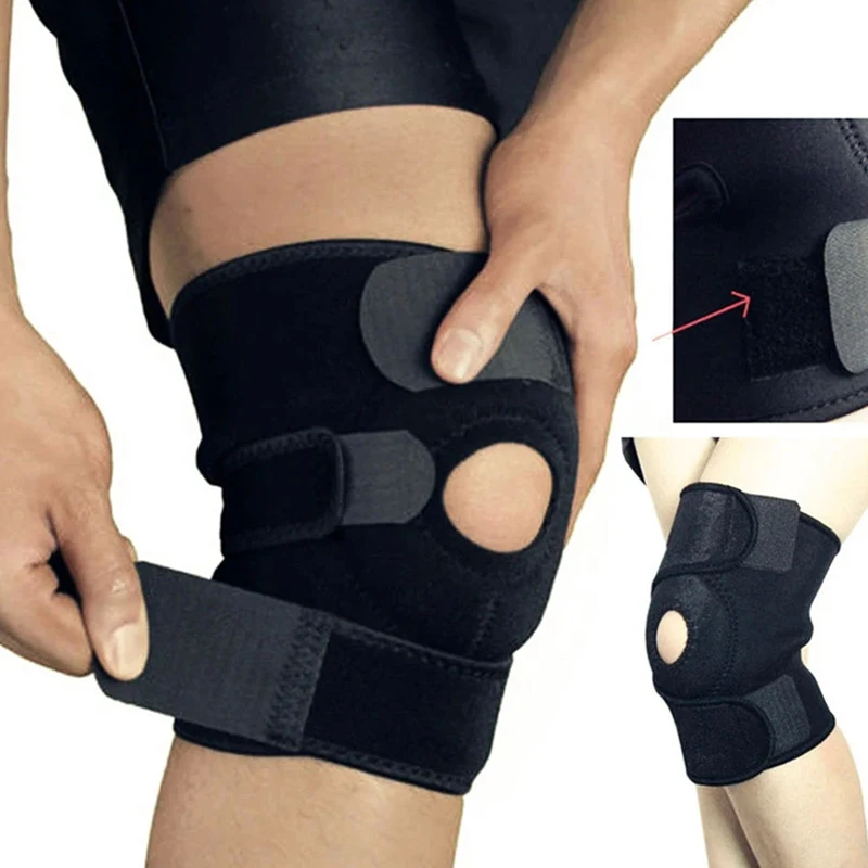 

Gym Adjustable neoprene knee support with basic open patella kneecap brace and spring steel side stays