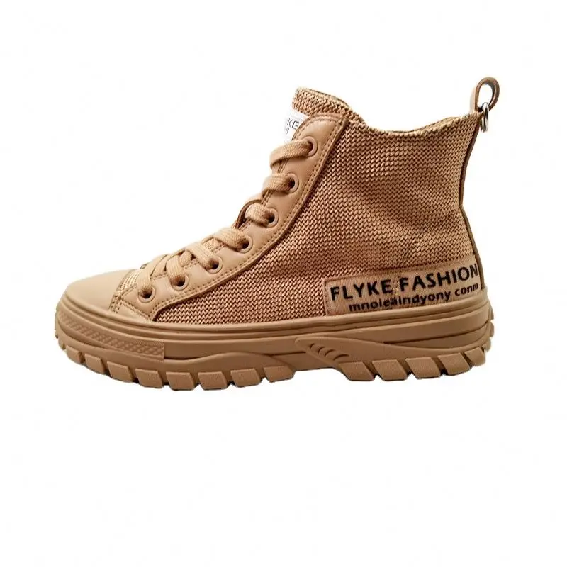 

Custom Autumn New Rubber outsole Footwear Thick Bottom Female Martens Shoes High-neck Warm Outdoor Ladies Jogging Shoes