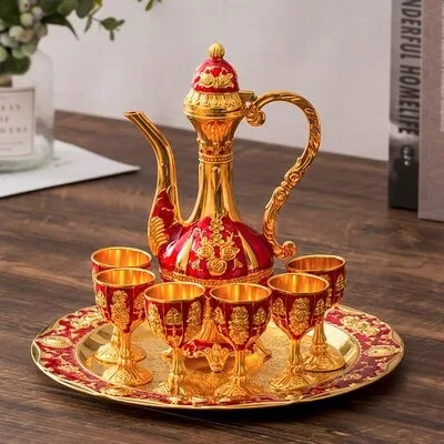 

Qian Hu Big Capacity European Style Coffee Tea Pot Luxury Gift Tea Set, Multi color