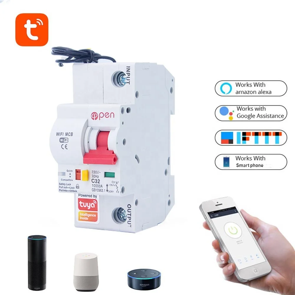

Tuya (smart life) 1P WiFi Smart circuit breaker overload short circuit protection with Amazon Alexa google home