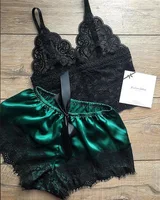 

Floral Lace Bralette With Satin Shorts Lingerie Set Women 2019 Summer Sexy Sets Ladies Bra And Panty Underwear Set