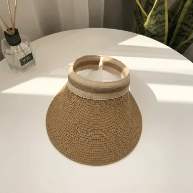 

Wholesale Holiday Beach Free Sample Outdoor Empty Adjustable Size Sun Straw Visor Hat for Women