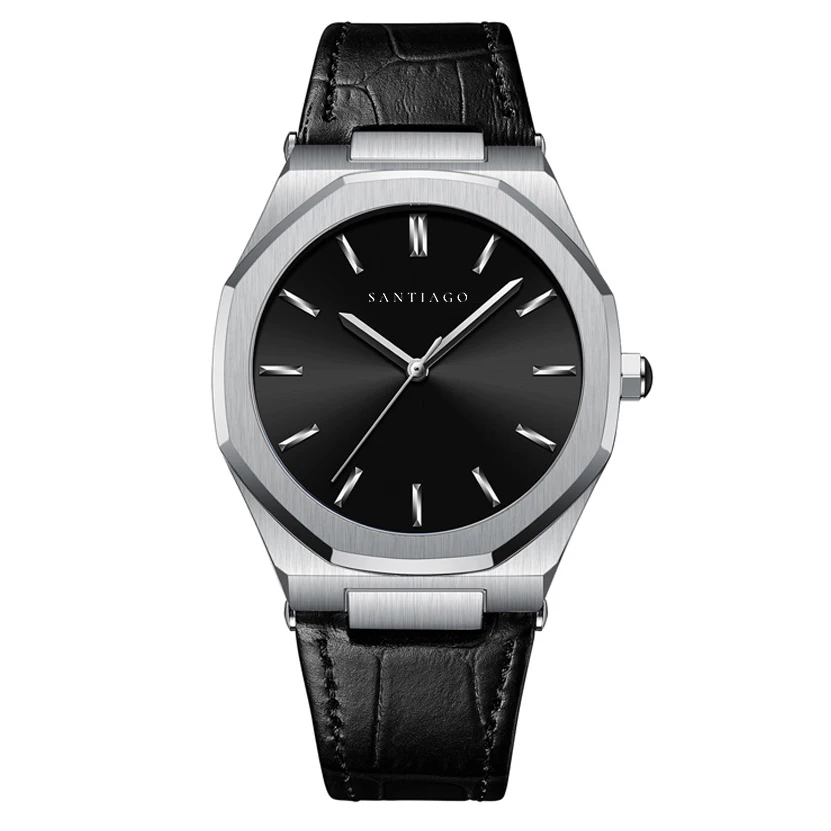 

Octagon Waterproof Luxury Male Casual Style Genuine Leather Straps Watch Bands Mens Quartz Watches, 6 colors