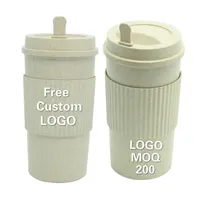 

Custom Print Logo Hot Biodegradable Drinking Mug 350 ml and 12oz Reusable Bamboo Fiber Coffee To Go Becher Cup with Silicone Lid