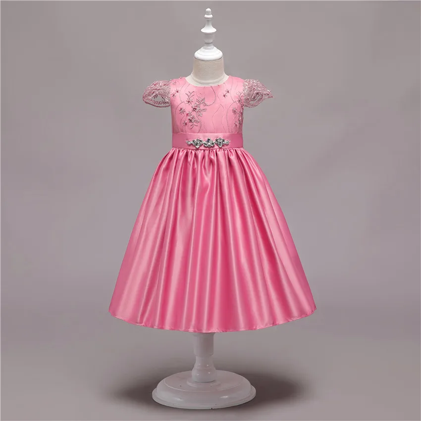 

2019 Sleeveless Floral Big Girl Birthday Celebration Kids Party Wear Evening Dress, Pink/red/navy/wine