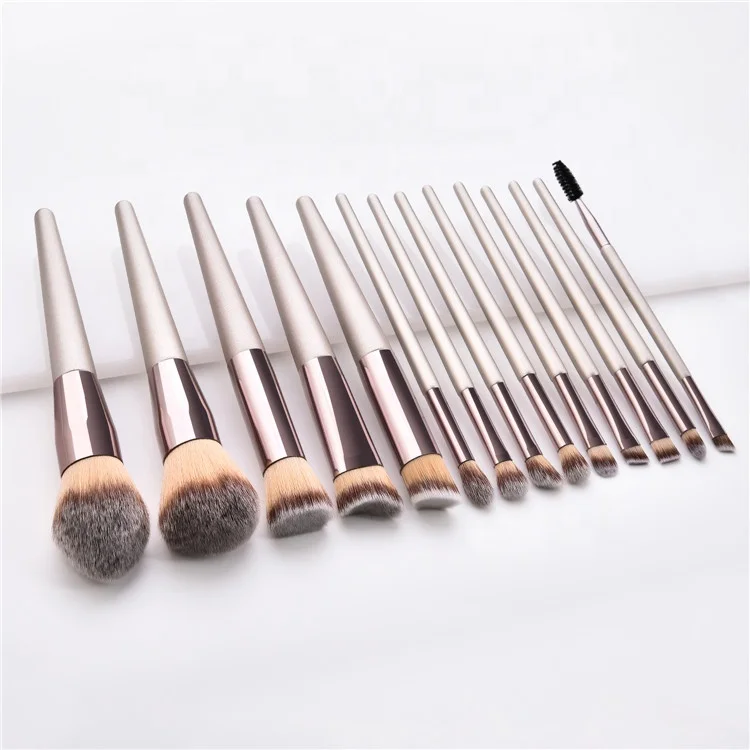 

Skyey Care 14PCS Professional Quality Luxury Champagne Wooden Makeup Brush Set