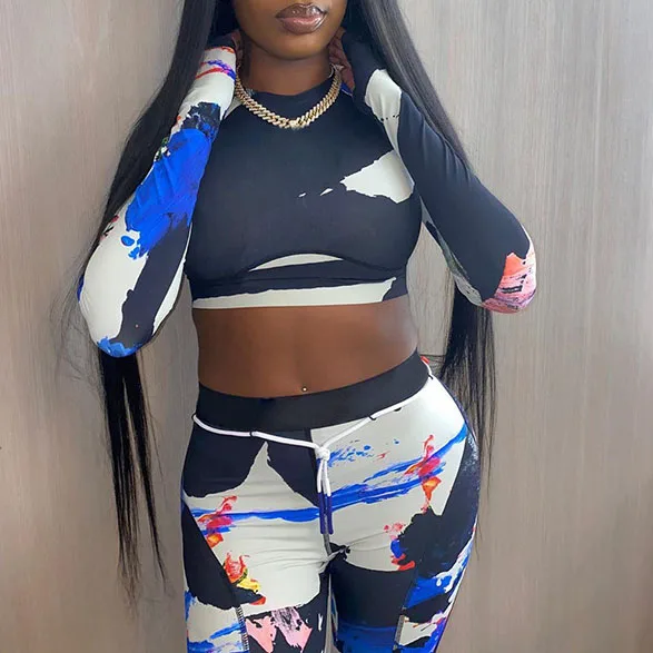 

FS1461D Hot sale Fall women long sleeve tops and high-waisted trousers two Piece Sets Gym Wear
