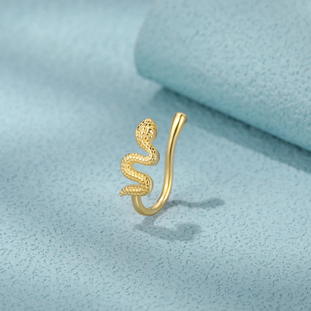 

CANNER Personality Animal Snake U-Shaped Non-Puncture Nose Ring Nose Clip on Piercing S925 Silver Gold-Plated Gift For Mother