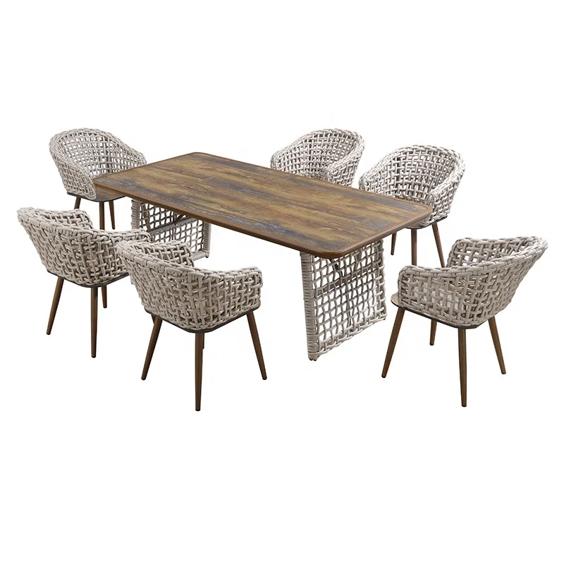 
Aluminium PE rattan Creative chair dining sets gridding chairs Outdoor Furniture 