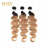 

Bliss Color Hair Bundles T1b/27 Bundles Body Wave Virgin Cuticle Aligned Human Hair Peruvian Hair with Closure and Frontal