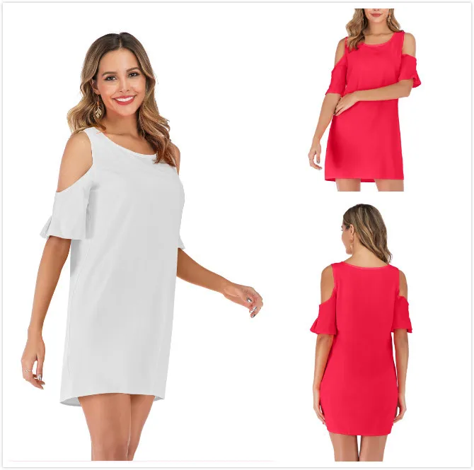 

Women Summer Dress 2021 Solid Beach Dresses Female Off Shoulder Long Beach Sexy Sundress Casual Dress