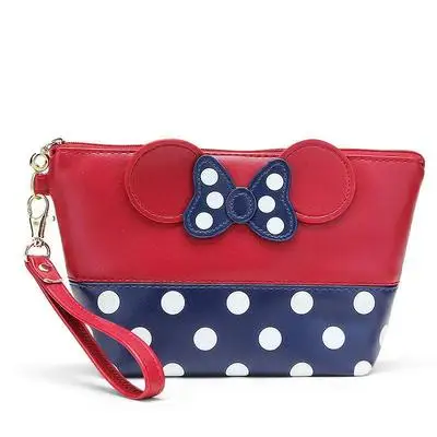 

New Organizador De Maquillaje Hot Style Fashion Female Cute Bow Knot Polka Dot PU Portable Cosmetic Bag Wash Storage Clutch Bag, 5 color
