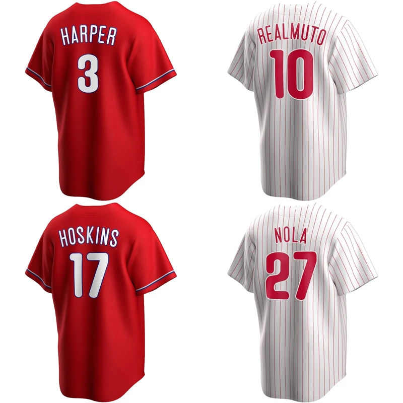 

Customize Men's Philadelphia City Baseball Jersey #3 Bryce Harper #10 Realmuto #17 Hoskins Cheap White Stitched Phillie Uniform