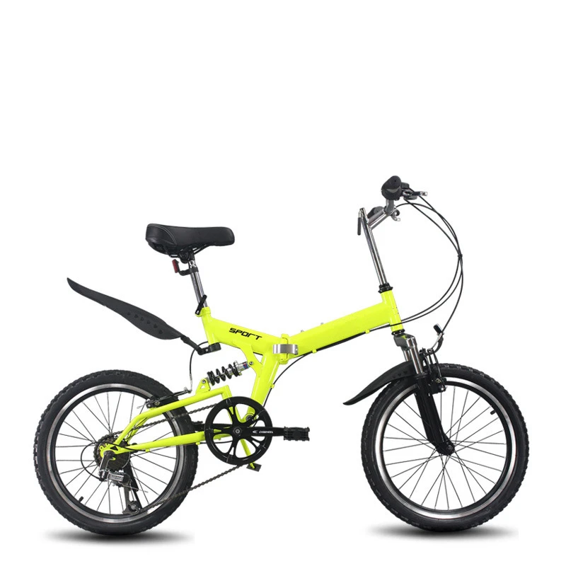 

20" 6 Speed Folding Bike City Bicycle 6 Speed Yellow
