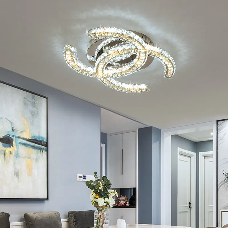Decorative luxury crystal ceiling lamps  modern clear high quality crystal ceiling light for bedroom