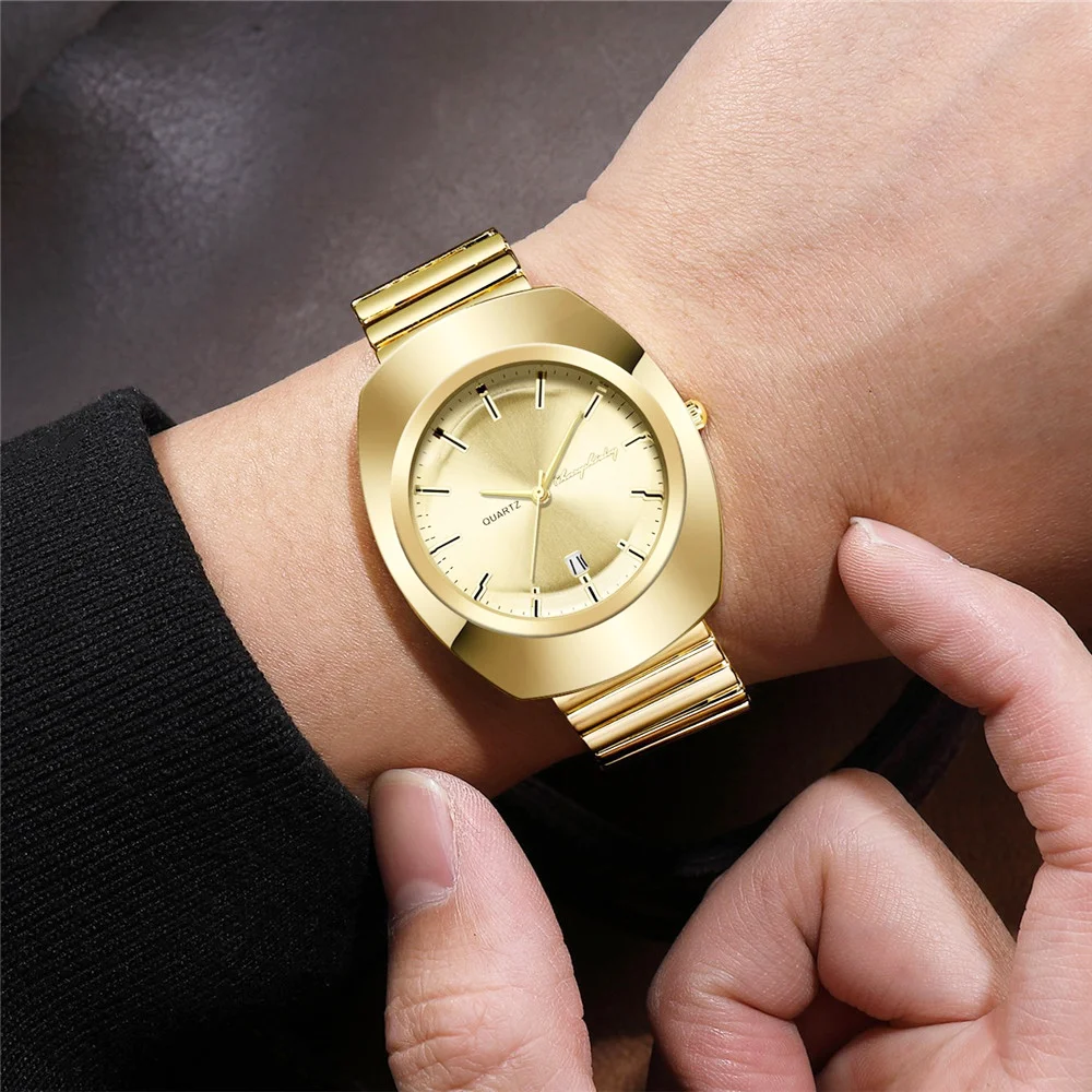 

7158 Men Luxury Watches Fashion Stainless Steel Gold Quartz Watch montre homme