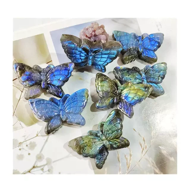 

Wholesale natural quartz crystals healing stones labradorite butterfly crystal crafts