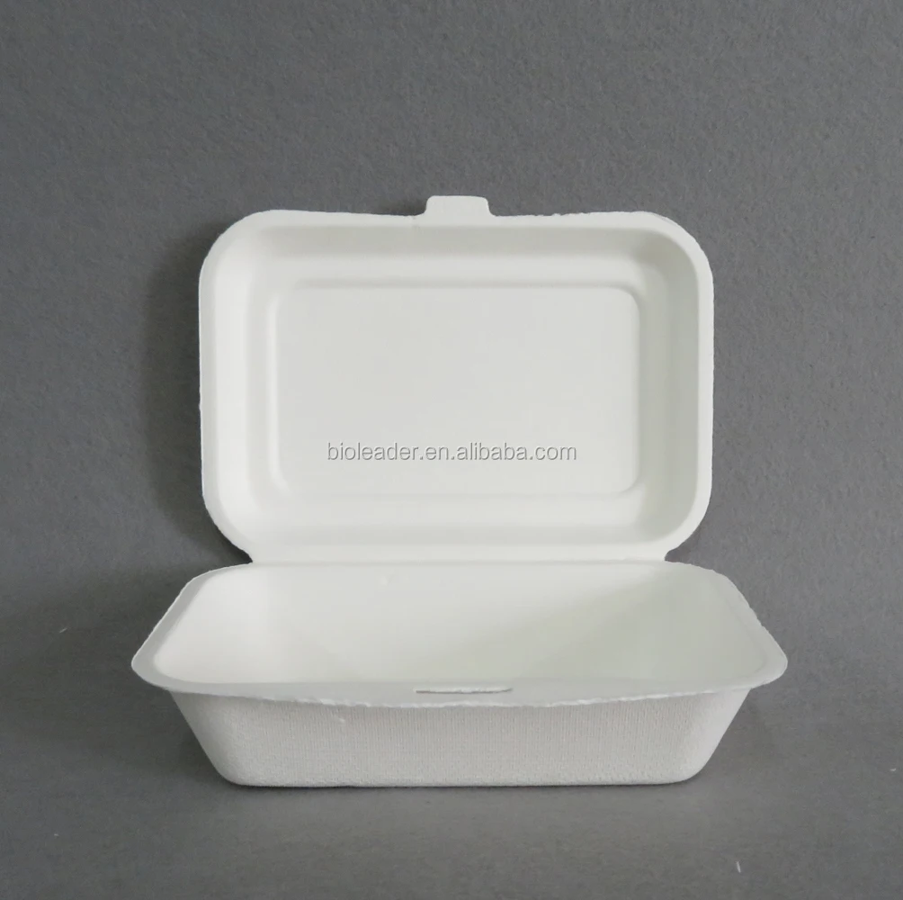 

Eco-friendly Disposable sugarcane bagasse lunch box, White