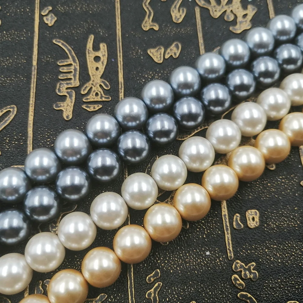 

10mm 4 assorted color mix Stock Round Loose Glass Pearl Beads For Jewelry, As picture