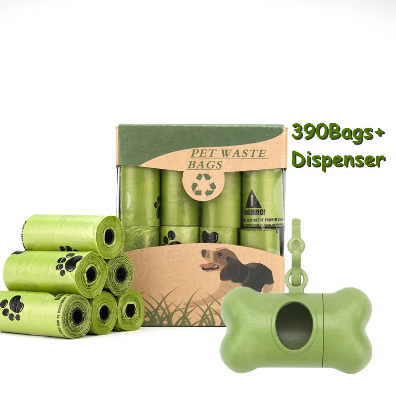 

Factory Dropshipping Outdoor Eco Friendly 390 Bags Pet Dog Waste Bag With Poop Bag Dispenser, Green