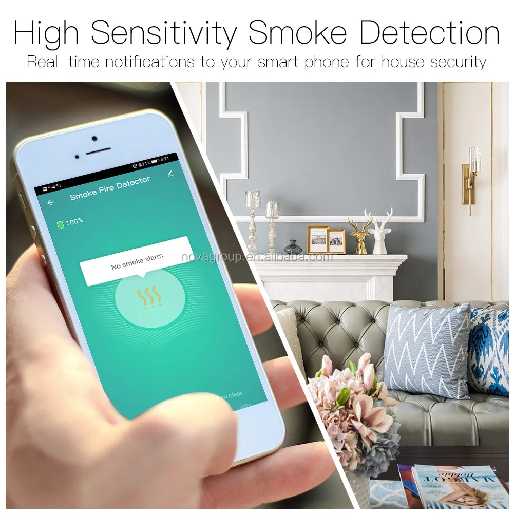 zigbee Smart Smoke Sensor APP Notification Alerts Home Alarm Security Detector - ANKUX.COM