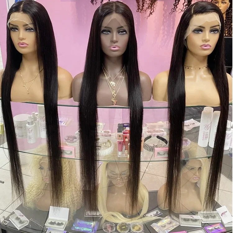 

30 Inch Transparent HD Lace Wig Long Straight Virgin Hair Natural Black Color Human Hair Lace Front Wigs, 1b