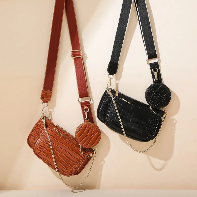 

2 Pcs/set Alligator Pattern lady PU Leather Crossbody Women Handbags Ladies