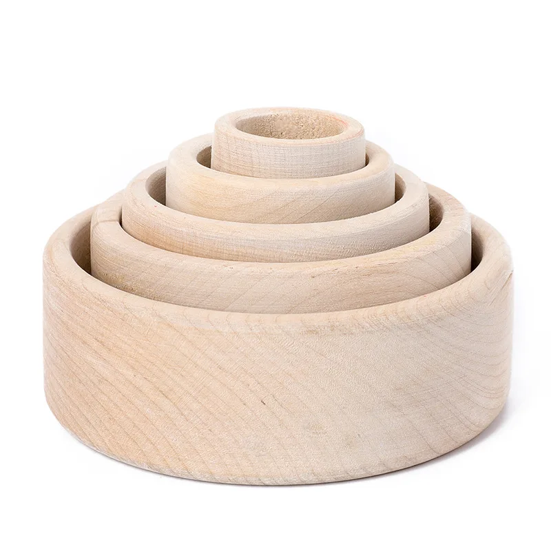 

Five Layer Solid Wood Stacked Bowls And Cups Round Sets Of Boxes And Cups Fun