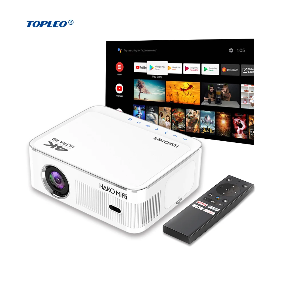 

Topleo Full HD 4K Projector LED Video Outdoor HAKO mini PL5 LCD smart android 10 1080p projector